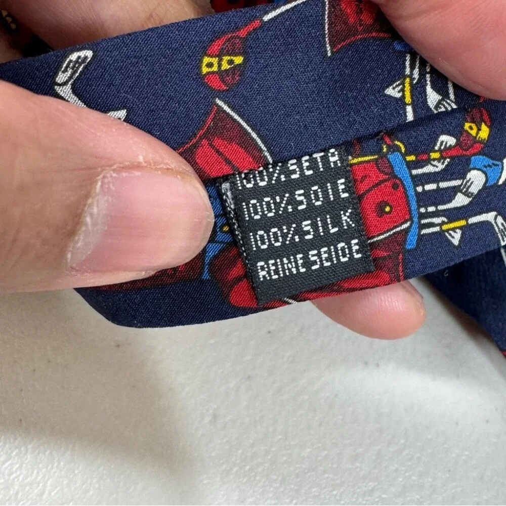 Arturo Nucci Silk Golf Novelty Tie Navy Red Golf Bag Print Necktie Funky Style